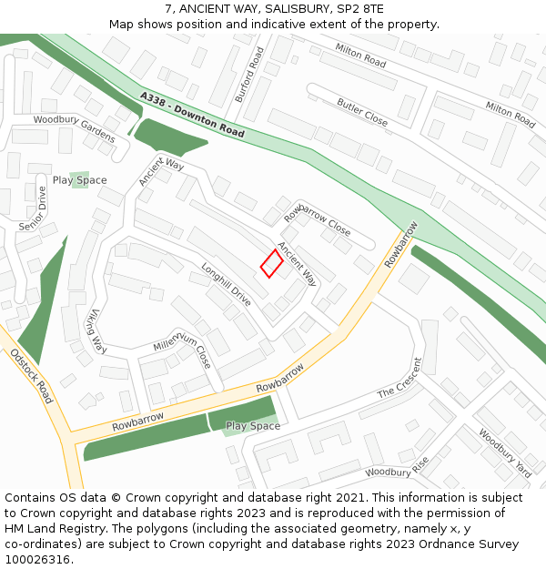 7, ANCIENT WAY, SALISBURY, SP2 8TE: Location map and indicative extent of plot