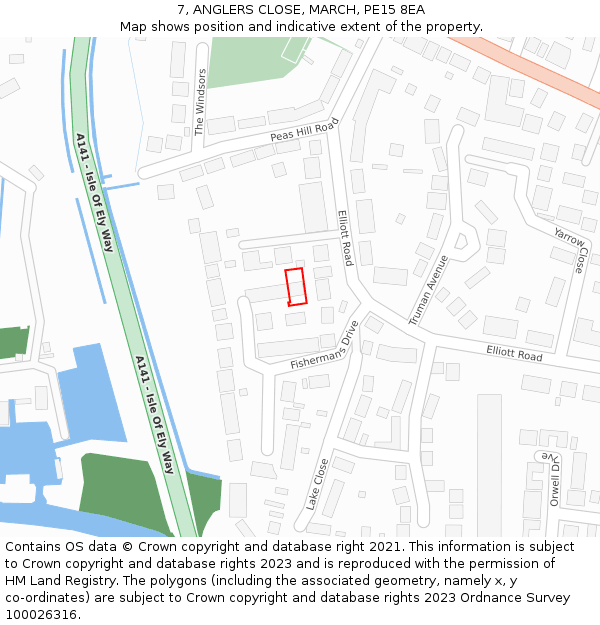 7, ANGLERS CLOSE, MARCH, PE15 8EA: Location map and indicative extent of plot