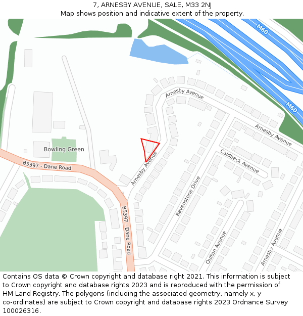 7, ARNESBY AVENUE, SALE, M33 2NJ: Location map and indicative extent of plot