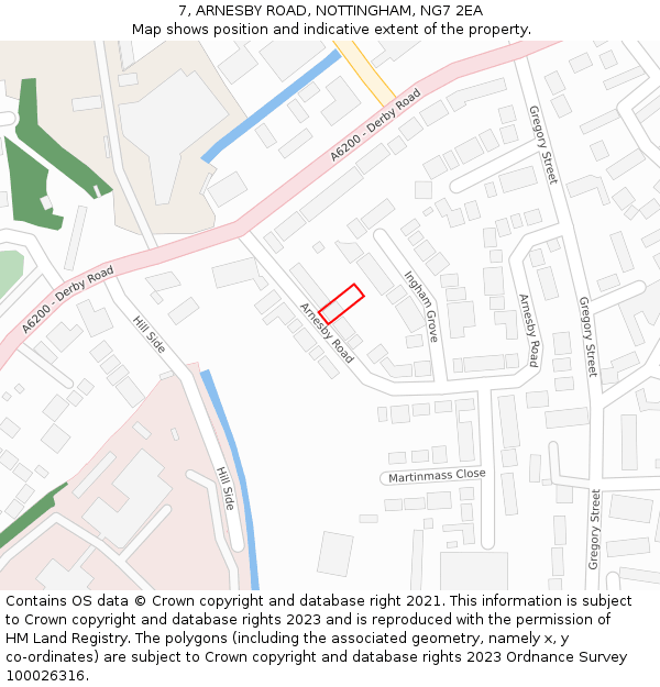 7, ARNESBY ROAD, NOTTINGHAM, NG7 2EA: Location map and indicative extent of plot