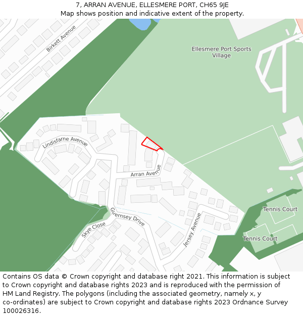 7, ARRAN AVENUE, ELLESMERE PORT, CH65 9JE: Location map and indicative extent of plot