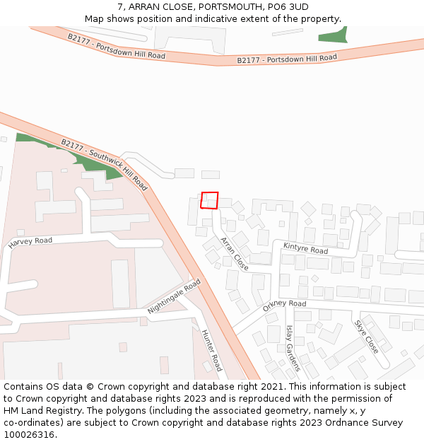 7, ARRAN CLOSE, PORTSMOUTH, PO6 3UD: Location map and indicative extent of plot