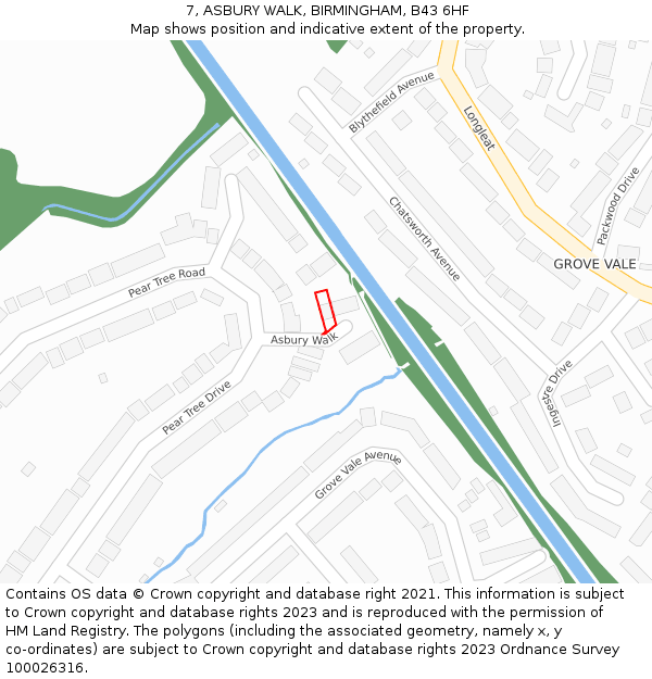 7, ASBURY WALK, BIRMINGHAM, B43 6HF: Location map and indicative extent of plot