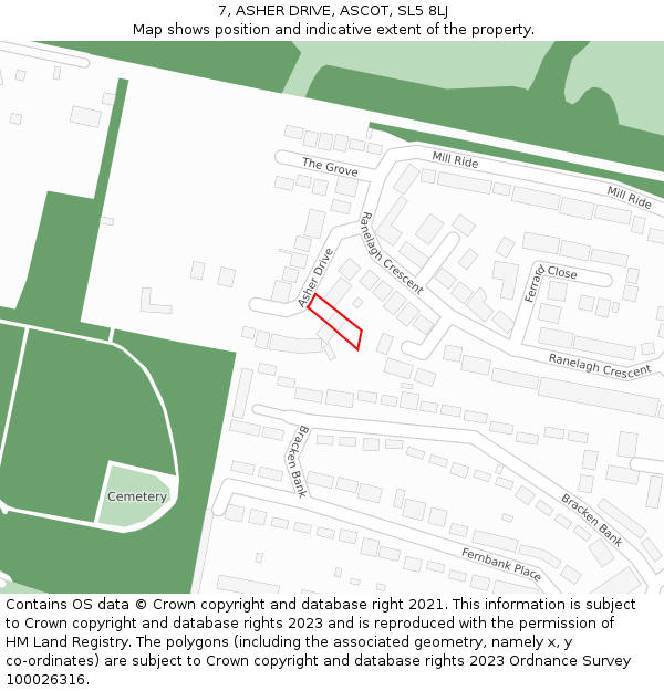 7, ASHER DRIVE, ASCOT, SL5 8LJ: Location map and indicative extent of plot