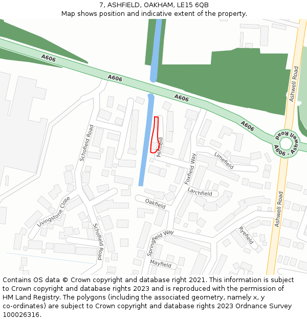 7, ASHFIELD, OAKHAM, LE15 6QB: Location map and indicative extent of plot