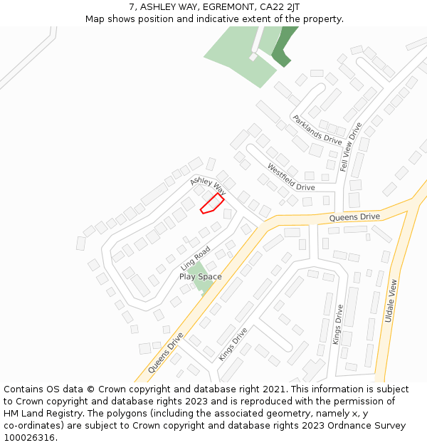 7, ASHLEY WAY, EGREMONT, CA22 2JT: Location map and indicative extent of plot