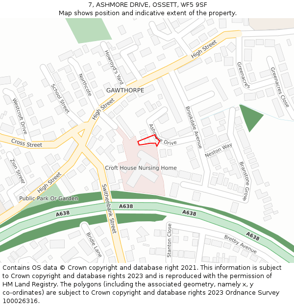 7, ASHMORE DRIVE, OSSETT, WF5 9SF: Location map and indicative extent of plot