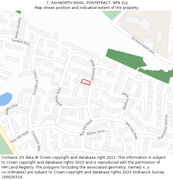 7, ASHWORTH ROAD, PONTEFRACT, WF8 2UJ: Location map and indicative extent of plot