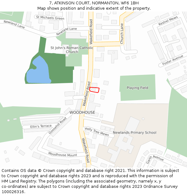 7, ATKINSON COURT, NORMANTON, WF6 1BH: Location map and indicative extent of plot