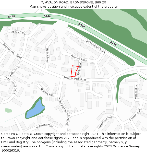 7, AVALON ROAD, BROMSGROVE, B60 2RJ: Location map and indicative extent of plot