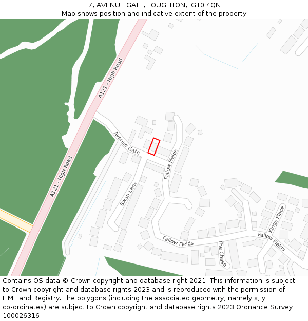7, AVENUE GATE, LOUGHTON, IG10 4QN: Location map and indicative extent of plot