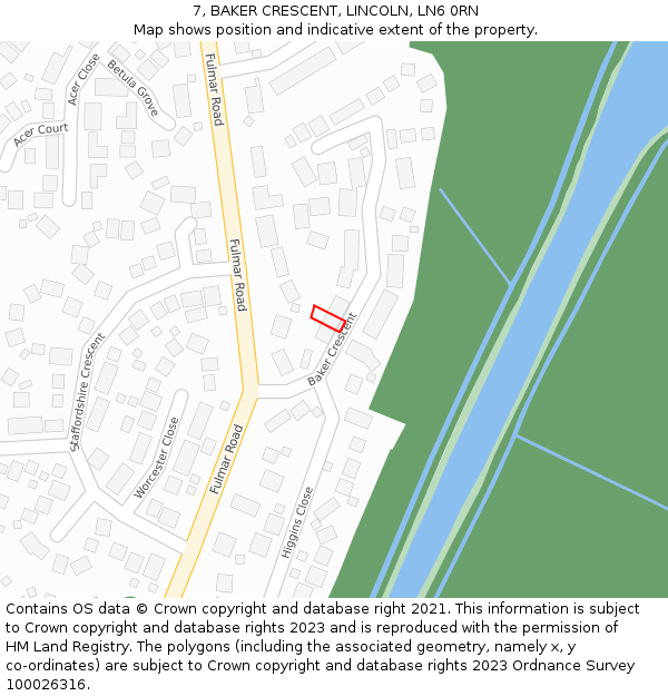 7, BAKER CRESCENT, LINCOLN, LN6 0RN: Location map and indicative extent of plot