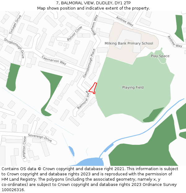 7, BALMORAL VIEW, DUDLEY, DY1 2TP: Location map and indicative extent of plot