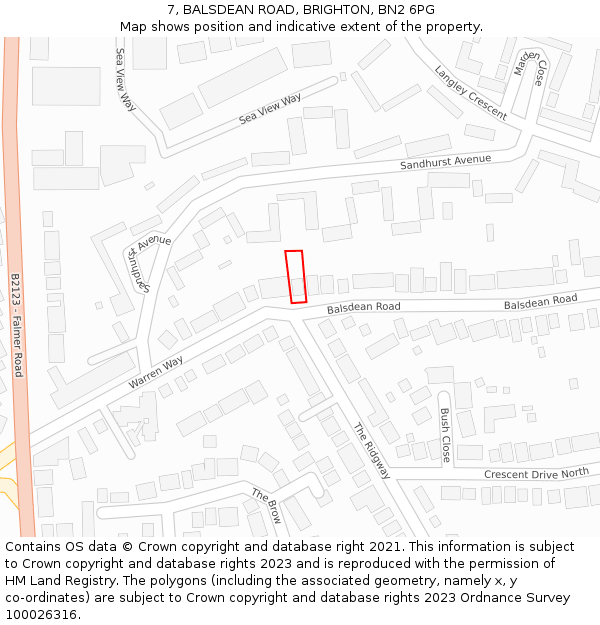 7, BALSDEAN ROAD, BRIGHTON, BN2 6PG: Location map and indicative extent of plot