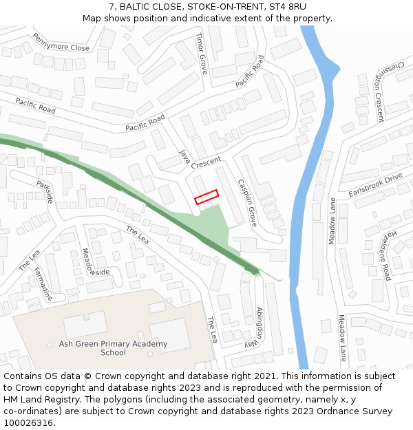 7, BALTIC CLOSE, STOKE-ON-TRENT, ST4 8RU: Location map and indicative extent of plot