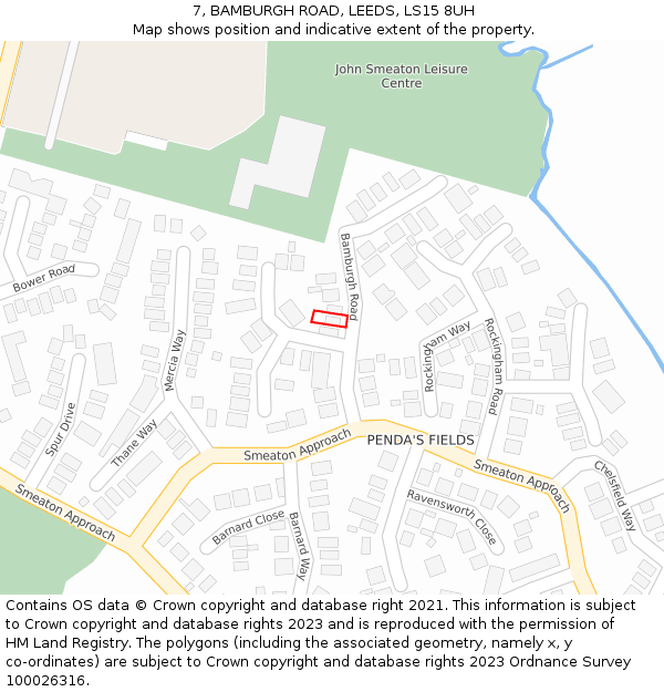 7, BAMBURGH ROAD, LEEDS, LS15 8UH: Location map and indicative extent of plot