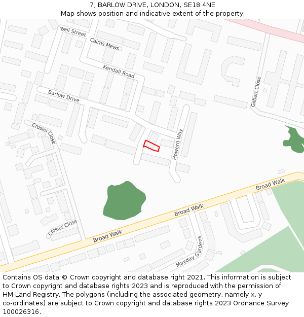 7, BARLOW DRIVE, LONDON, SE18 4NE: Location map and indicative extent of plot