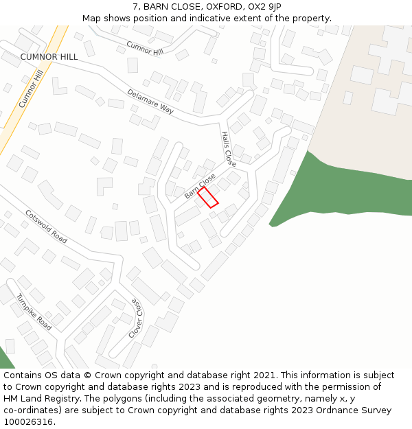 7, BARN CLOSE, OXFORD, OX2 9JP: Location map and indicative extent of plot