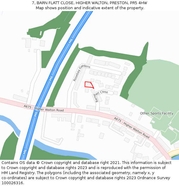 7, BARN FLATT CLOSE, HIGHER WALTON, PRESTON, PR5 4HW: Location map and indicative extent of plot