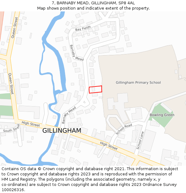 7, BARNABY MEAD, GILLINGHAM, SP8 4AL: Location map and indicative extent of plot