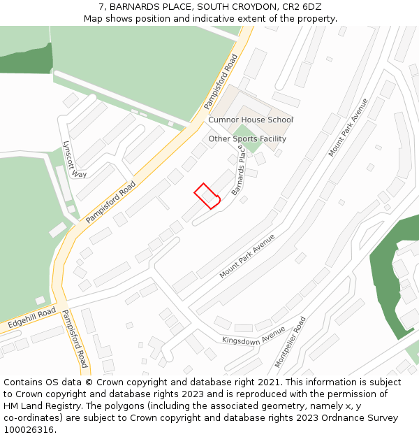 7, BARNARDS PLACE, SOUTH CROYDON, CR2 6DZ: Location map and indicative extent of plot