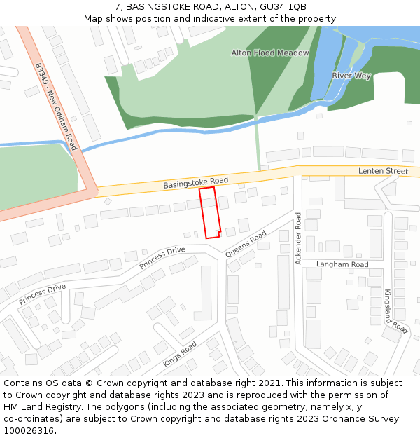 7, BASINGSTOKE ROAD, ALTON, GU34 1QB: Location map and indicative extent of plot