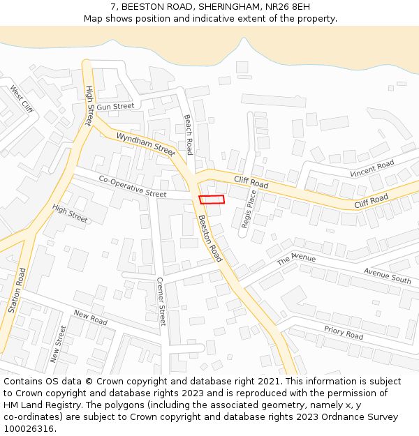 7, BEESTON ROAD, SHERINGHAM, NR26 8EH: Location map and indicative extent of plot