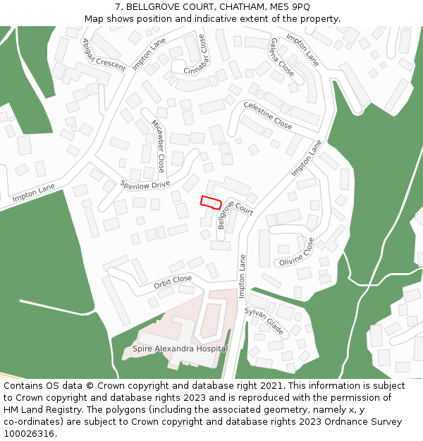 7, BELLGROVE COURT, CHATHAM, ME5 9PQ: Location map and indicative extent of plot