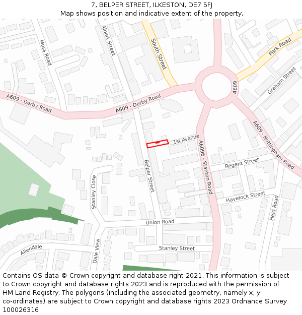 7, BELPER STREET, ILKESTON, DE7 5FJ: Location map and indicative extent of plot