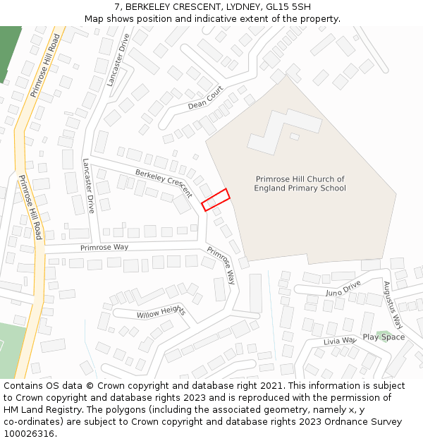 7, BERKELEY CRESCENT, LYDNEY, GL15 5SH: Location map and indicative extent of plot