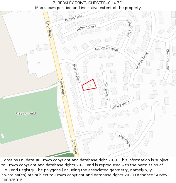 7, BERKLEY DRIVE, CHESTER, CH4 7EL: Location map and indicative extent of plot