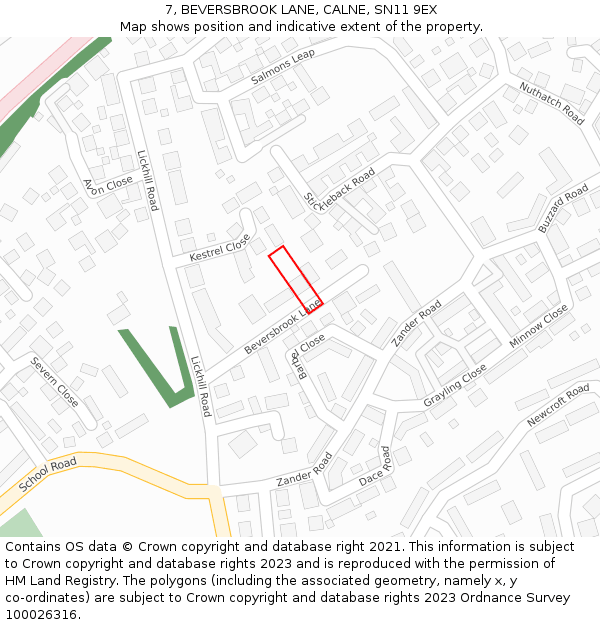 7, BEVERSBROOK LANE, CALNE, SN11 9EX: Location map and indicative extent of plot