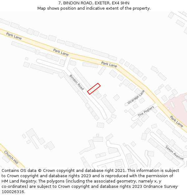 7, BINDON ROAD, EXETER, EX4 9HN: Location map and indicative extent of plot