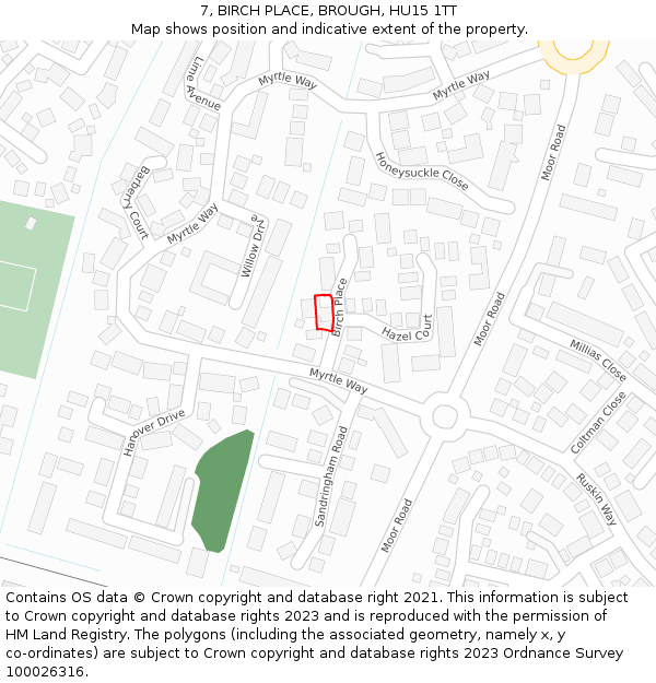 7, BIRCH PLACE, BROUGH, HU15 1TT: Location map and indicative extent of plot