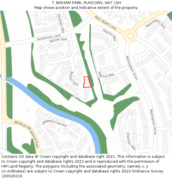 7, BISHAM PARK, RUNCORN, WA7 1XH: Location map and indicative extent of plot