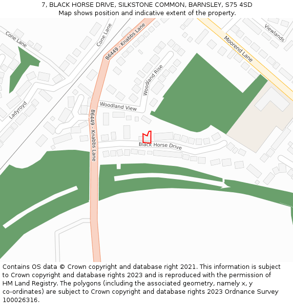 7, BLACK HORSE DRIVE, SILKSTONE COMMON, BARNSLEY, S75 4SD: Location map and indicative extent of plot