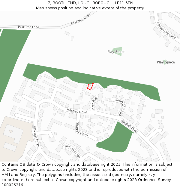 7, BOOTH END, LOUGHBOROUGH, LE11 5EN: Location map and indicative extent of plot