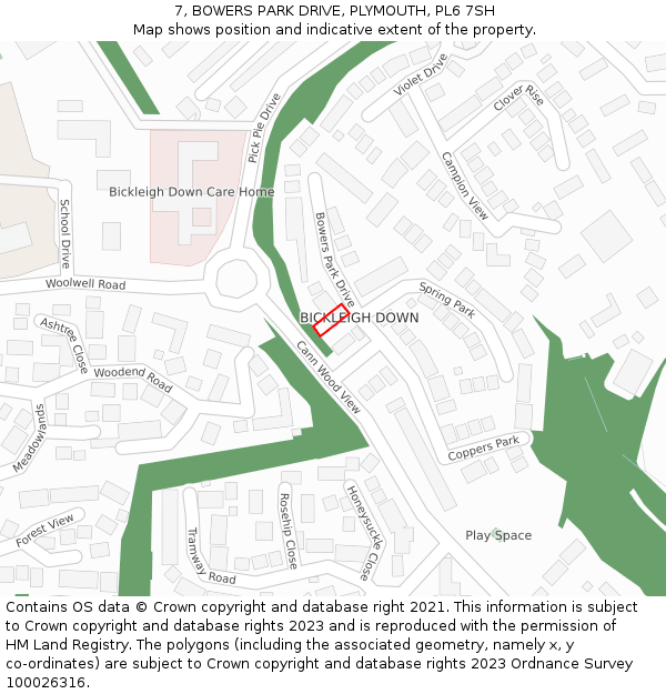 7, BOWERS PARK DRIVE, PLYMOUTH, PL6 7SH: Location map and indicative extent of plot