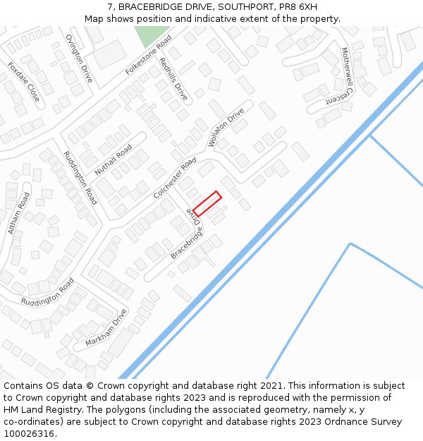 7, BRACEBRIDGE DRIVE, SOUTHPORT, PR8 6XH: Location map and indicative extent of plot