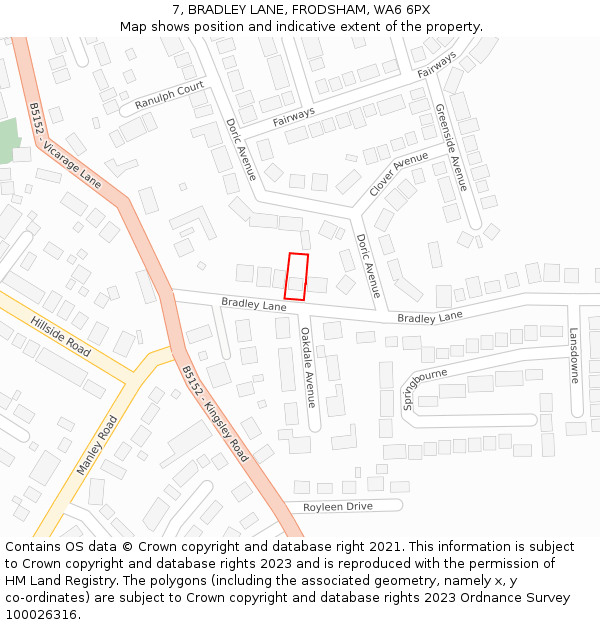 7, BRADLEY LANE, FRODSHAM, WA6 6PX: Location map and indicative extent of plot