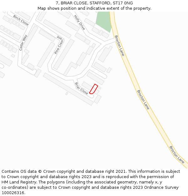 7, BRIAR CLOSE, STAFFORD, ST17 0NG: Location map and indicative extent of plot