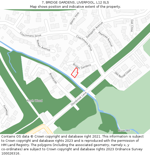 7, BRIDGE GARDENS, LIVERPOOL, L12 0LS: Location map and indicative extent of plot