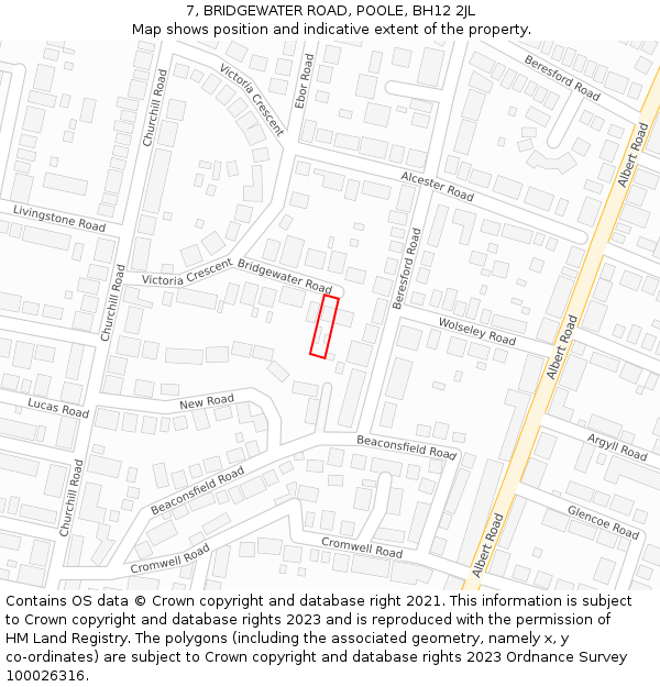 7, BRIDGEWATER ROAD, POOLE, BH12 2JL: Location map and indicative extent of plot