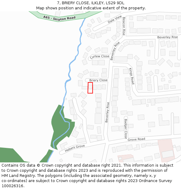 7, BRIERY CLOSE, ILKLEY, LS29 9DL: Location map and indicative extent of plot