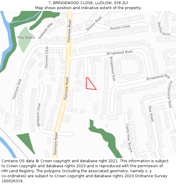 7, BRINGEWOOD CLOSE, LUDLOW, SY8 2LY: Location map and indicative extent of plot