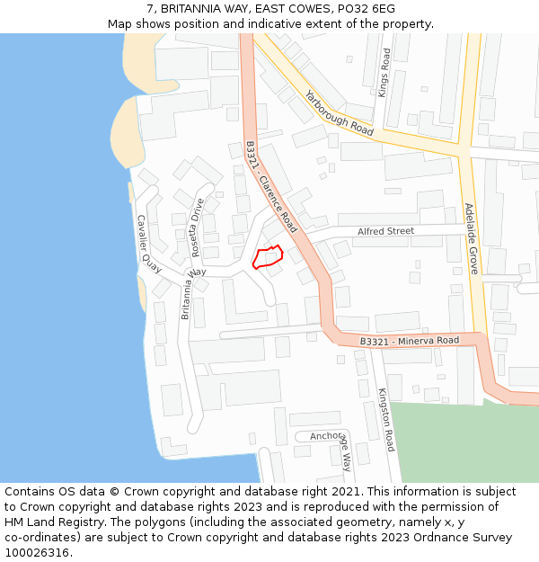 7, BRITANNIA WAY, EAST COWES, PO32 6EG: Location map and indicative extent of plot