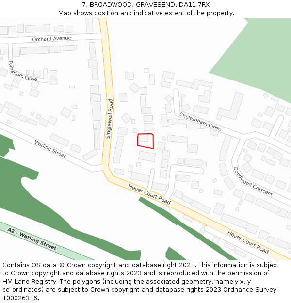 7, BROADWOOD, GRAVESEND, DA11 7RX: Location map and indicative extent of plot
