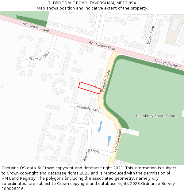 7, BROGDALE ROAD, FAVERSHAM, ME13 8SX: Location map and indicative extent of plot