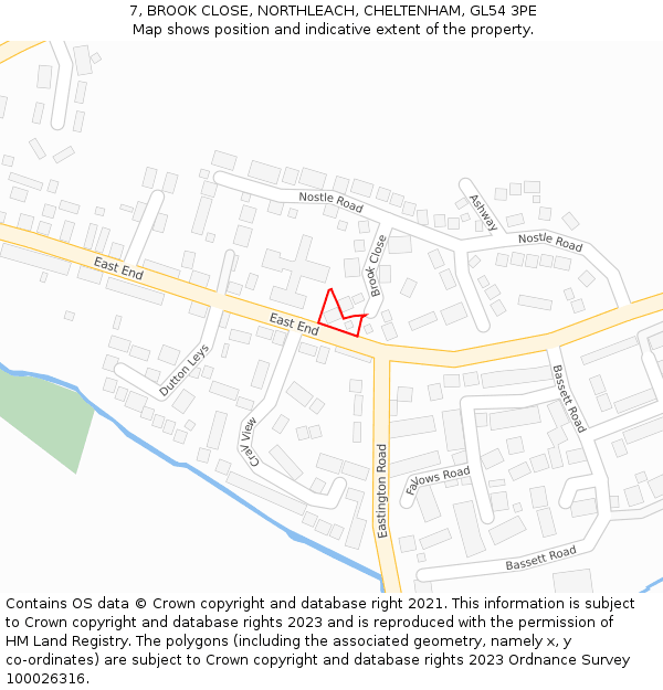 7, BROOK CLOSE, NORTHLEACH, CHELTENHAM, GL54 3PE: Location map and indicative extent of plot