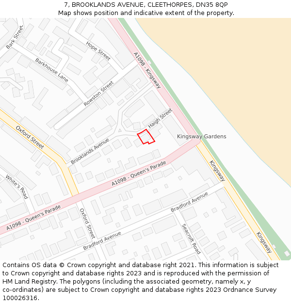 7, BROOKLANDS AVENUE, CLEETHORPES, DN35 8QP: Location map and indicative extent of plot